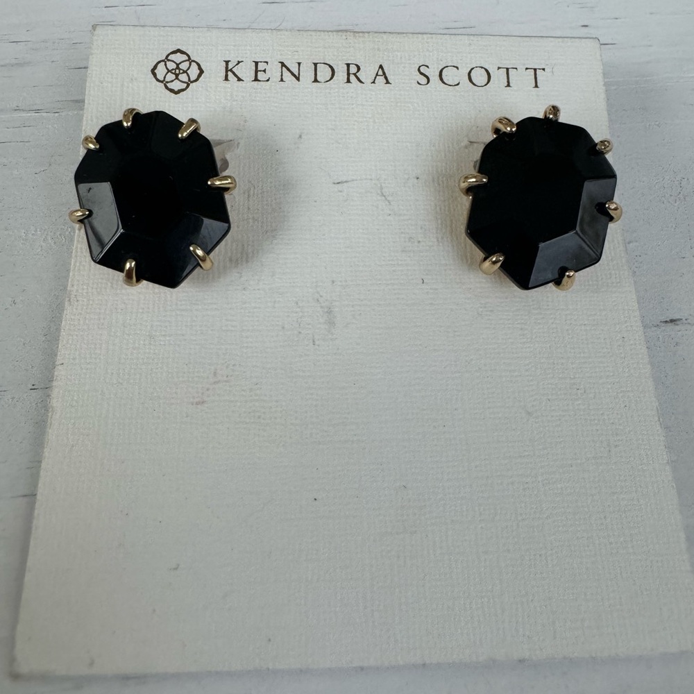 Pretty Kendra Scott Morgan CLIP On Earrings Black & Gold